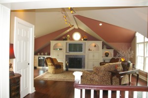 Sunroom or Family room with custom built cabinets