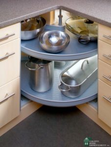 Remodeling services may recommend corner cabinets.