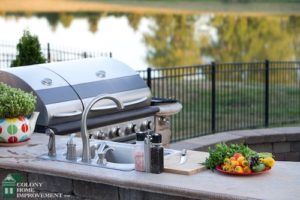 An outdoor kitchen addition is great for entertaining.