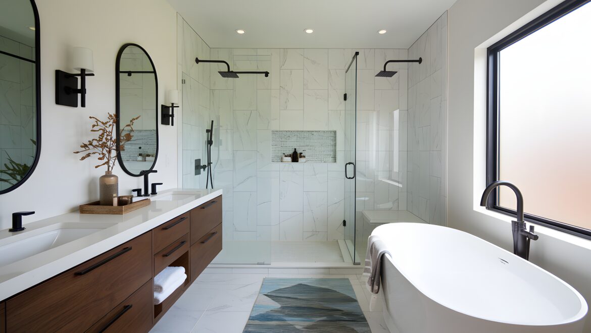 A walk-in shower is perfect for bathroom remodeling.